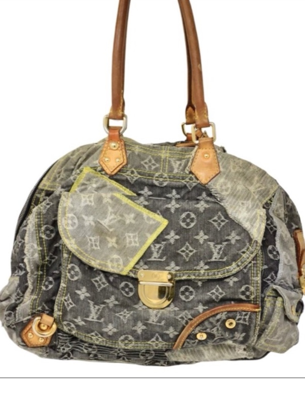 Louis Vuitton denim patch work bowly bag